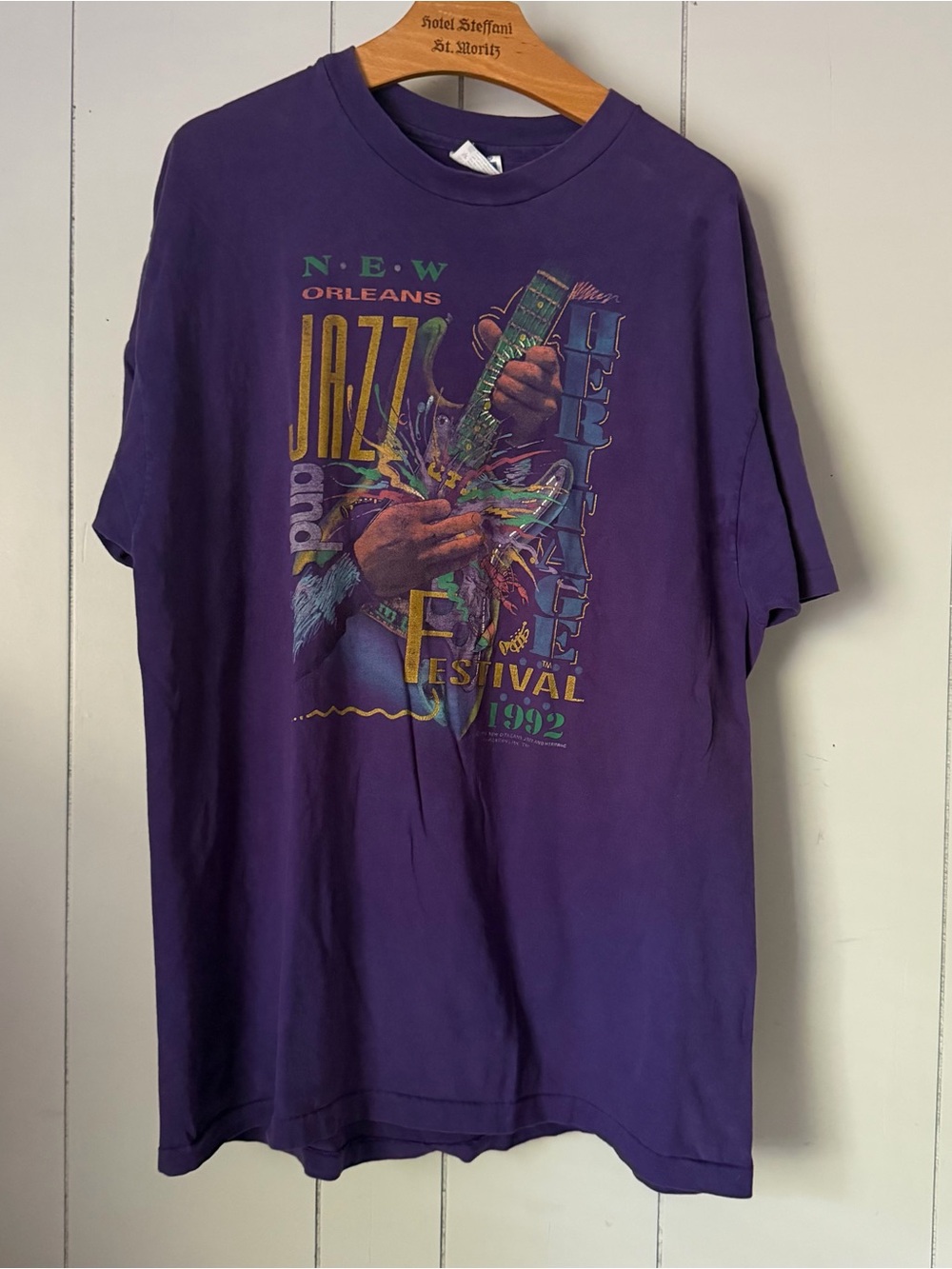 Vintage 1992 New Orleans Jazz & Heritage Festival Graphic T Hanes Beefy Size XL